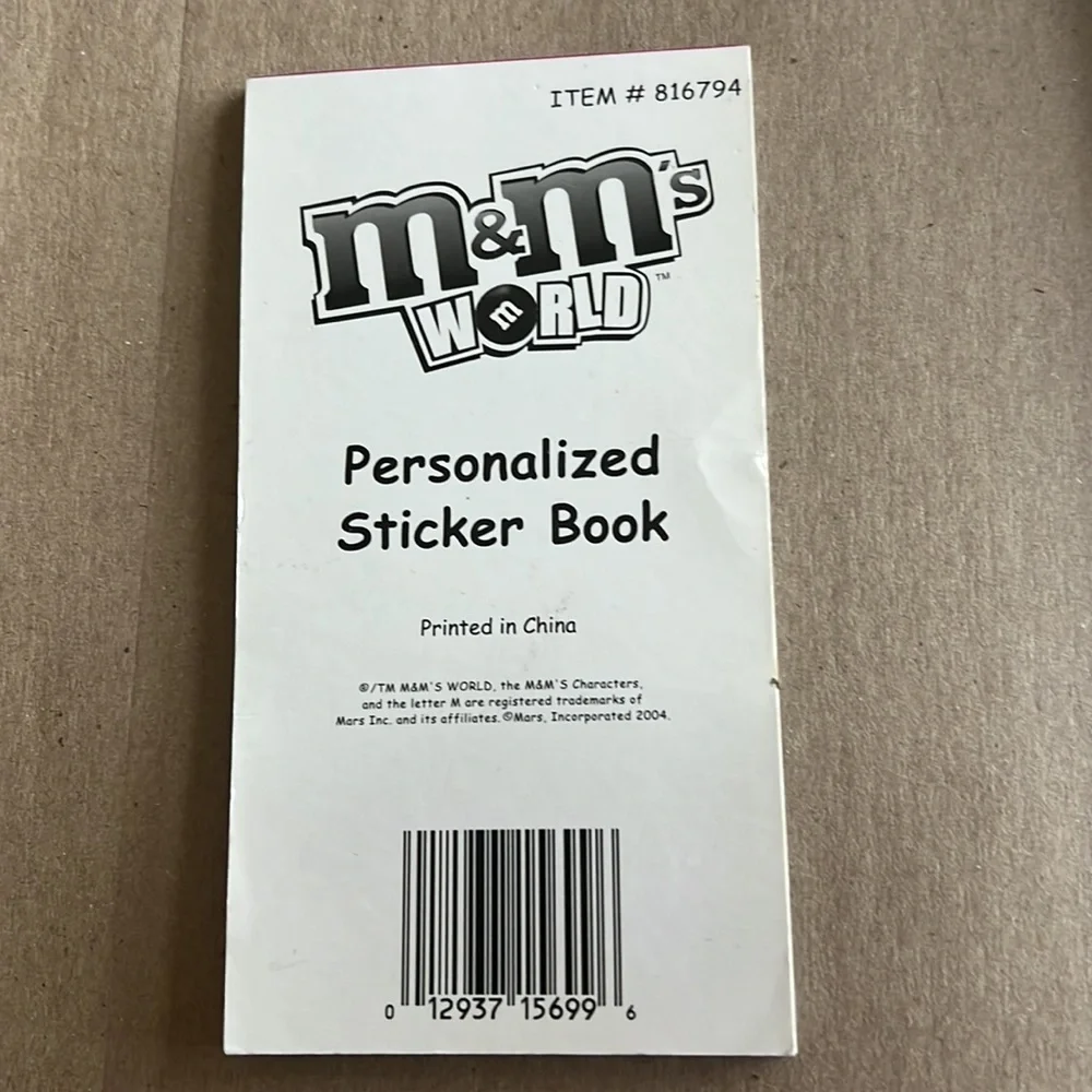 M & M personalize sticker book